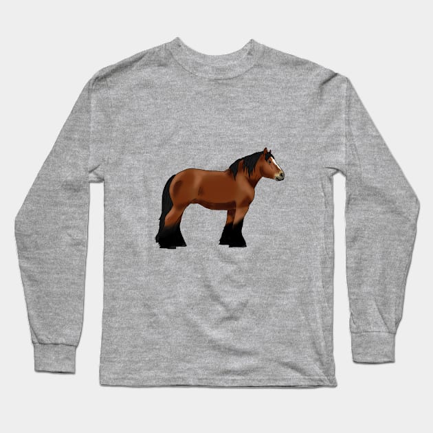 Brown Ardennes draft horse, brown horse Long Sleeve T-Shirt by The Christmas Lady